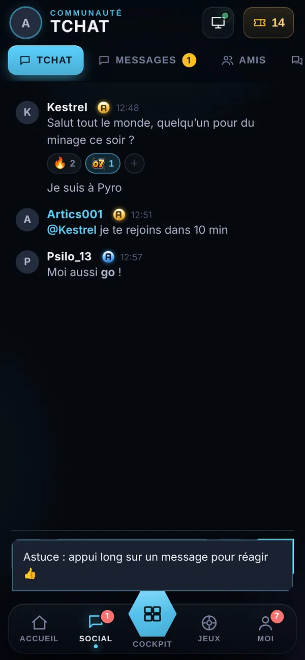 Appli mobile : le tchat