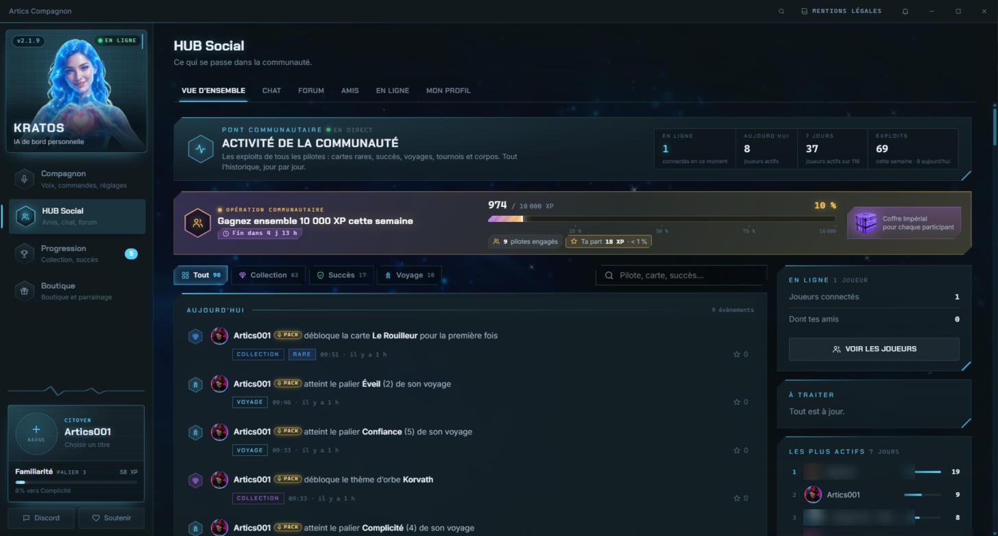 HUB Social : le flux d'activité de la communauté